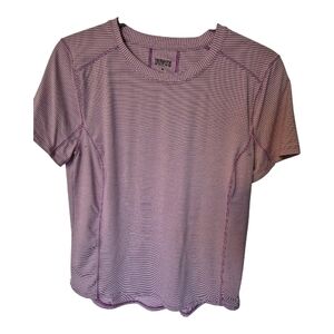 Duluth Trading Co Purple Striped Short Sleeve Tee